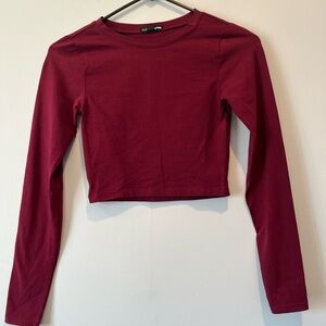 Fashion Nova Deep Red Long Sleeve Crop Top